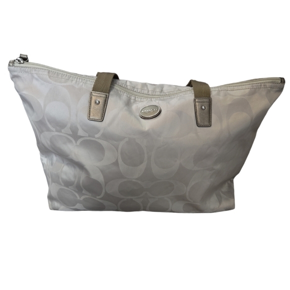 Coach Large Getaway Beige Signature Nylon Weekender Beige 2 PCS.Coach Large - Picture 1 of 13